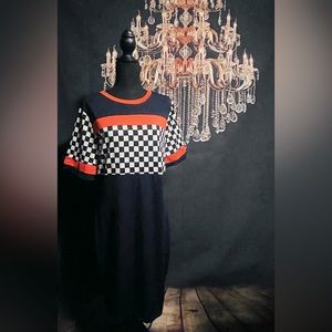 Navy blue orange and white dress bodycon